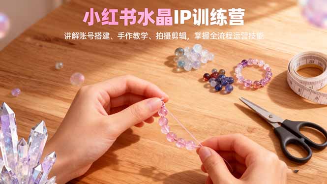 小红书水晶IP训练营，讲解账号搭建、手作教学、拍摄剪辑，全流程运营技能-资源站