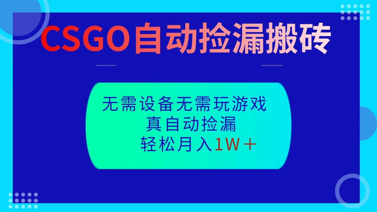 CSGO自动捡漏搬砖,当天操作当天见结果,无需了解游戏,包教包会包落地-资源站