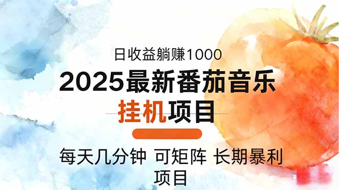 2025年最新番茄音乐人挂机项目,每天几分钟,月入1000+,可矩阵,一台...-资源站