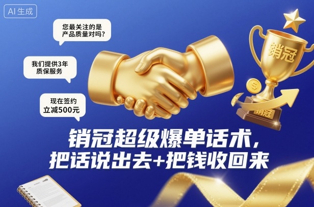 销冠超级爆单话术,把话说出去+把钱收回来-资源站