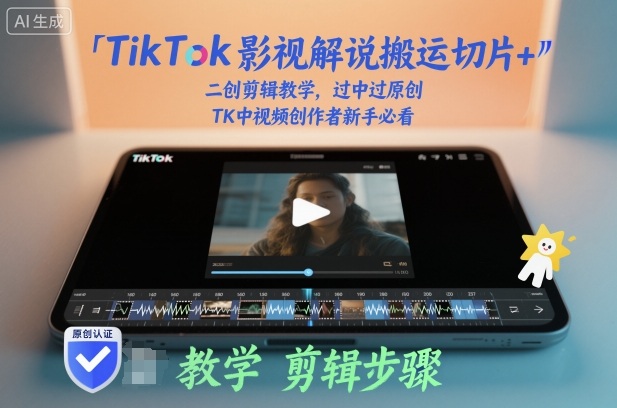 TikTok影视解说搬运切片+二创剪辑教学，过中过原创，TK中视频创作者新手必看-资源站
