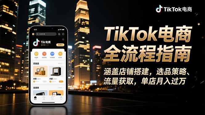 TikTok电商全流程指南，涵盖店铺搭建、选品策略、流量获取，单店月入过万-资源站