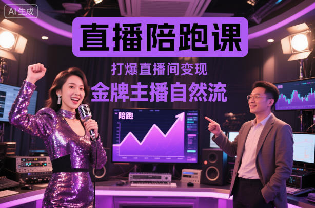 直播陪跑课，金牌主播自然流打爆直播间，复制高变现玩法-资源站