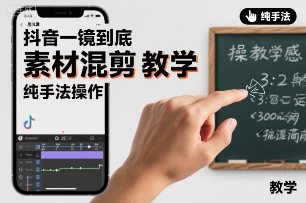 抖音一镜到底素材混剪教学，纯手法操作-资源站