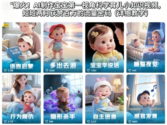 爆火！AI制作宝宝第一视角科学育儿小知识视频，短短两月获赞百万的流量密码(详细教学)-资源站