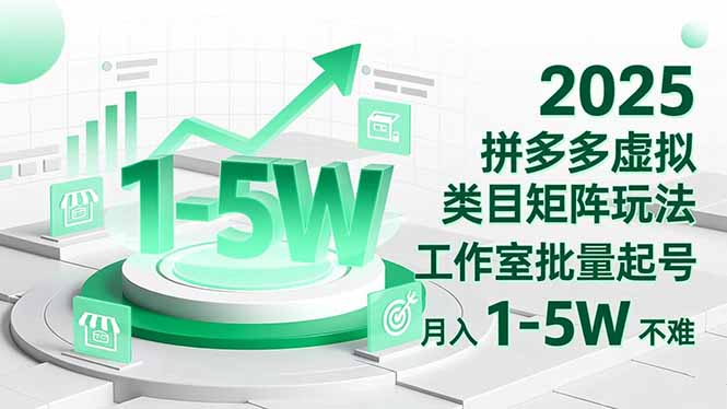 2025 拼多多虚拟类目矩阵玩法，工作室批量起号，月入 1-5W 不难-资源站