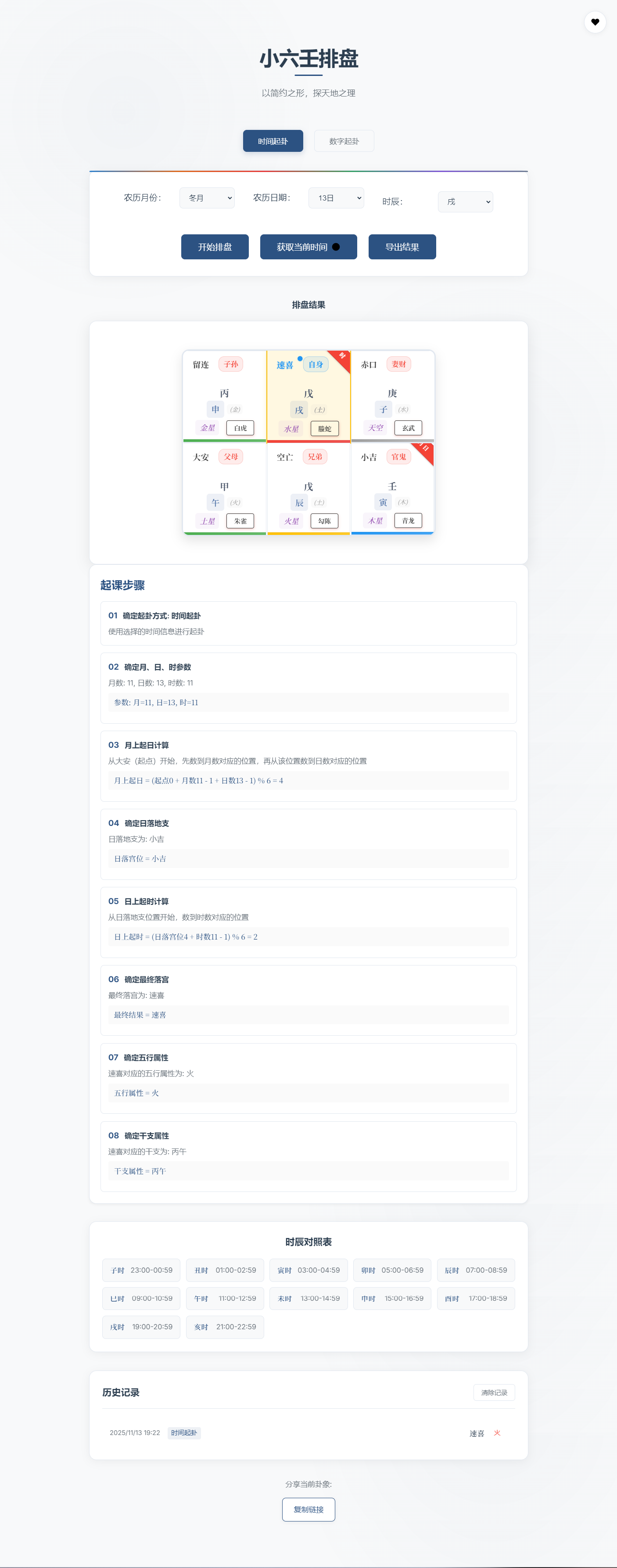小六壬排盘工具源码 自适应双端-资源站