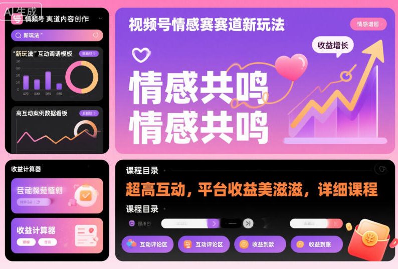 视频号情感赛道新玩法,超高互动,平台收益美滋滋,详细课程-资源站