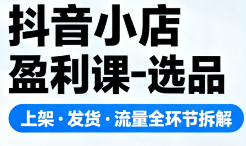 抖音小店盈利课-选品·上架·发货·流量全环节拆解-资源站