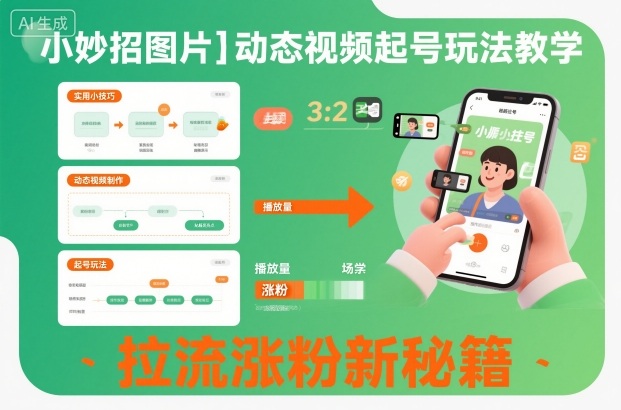 小妙招图片+动态视频起号玩法教学,拉流涨粉新秘籍-资源站