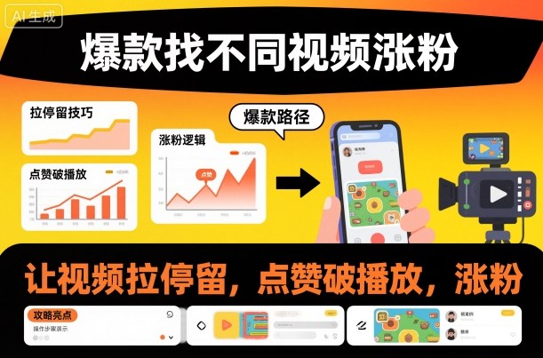 爆款找不同视频涨粉,让视频拉停留,实现点赞,破播放,涨粉-资源站