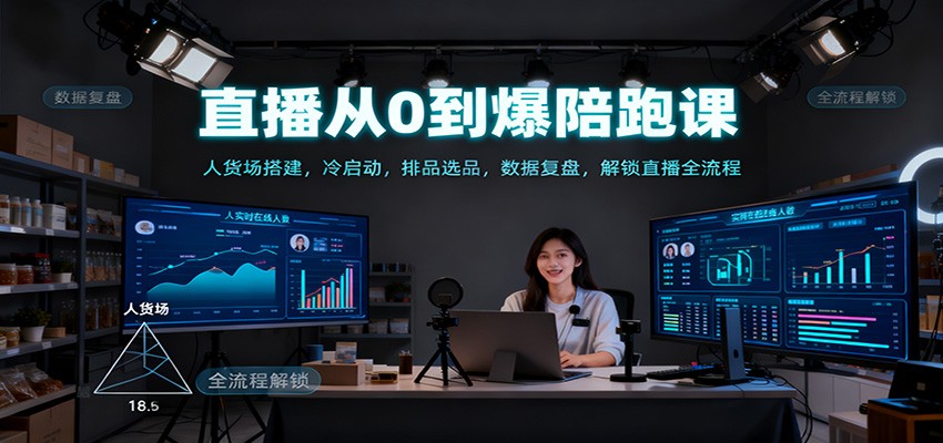 直播从0到爆陪跑课：人货场搭建，冷启动，排品选品，数据复盘，解锁直播全流程-资源站
