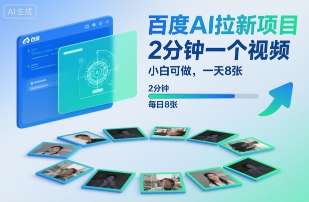百度AI拉新项目，2分钟一个视频，小白可做，一天8张【附案例+保姆级教程】-资源站