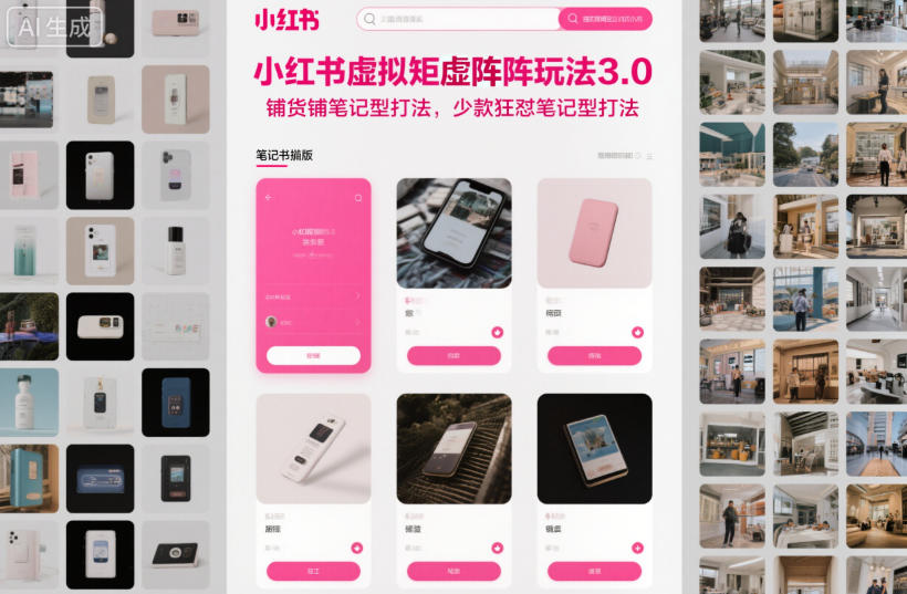 小红书虚拟矩阵玩法3.0，铺货铺笔记型打法，少款狂怼笔记型打法-资源站