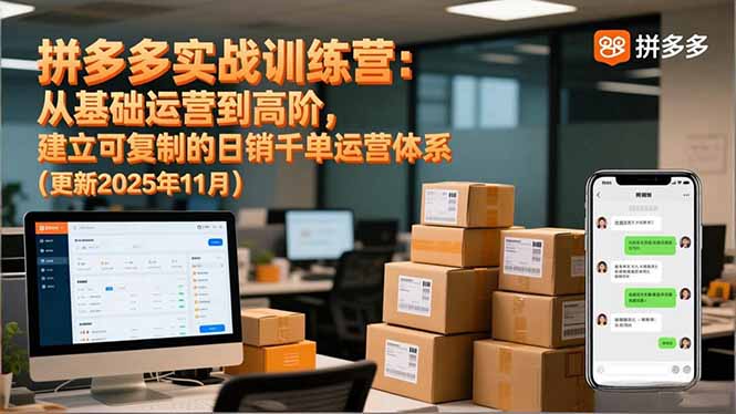拼多多实战训练营：从基础运营到高阶，建立可复制的日销千单运营体系(更新11月-资源站