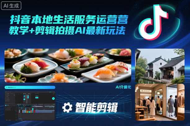 抖音本地生活服务运营教学+剪辑拍摄AI最新玩法-资源站