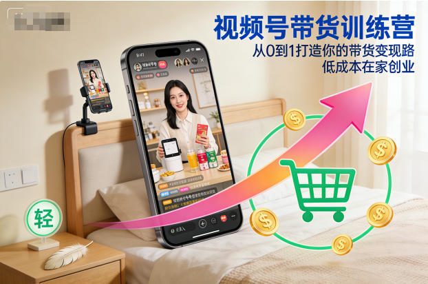 视频号带货训练营,从0到1打造你的带货变现路,低成本在家创业-资源站