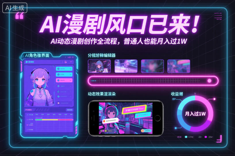 AI漫剧风口已来！AI动态漫剧创作全流程，普通人也能月入过1W-资源站