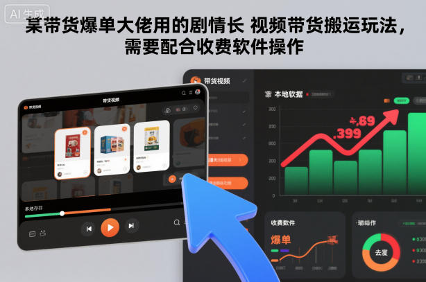 某带货爆单大佬用的剧情长视频带货搬运玩法,需要配合收费软件操作-资源站