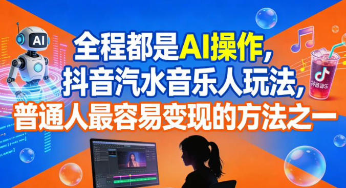 全程都是AI操作，抖音汽水音乐人玩法，普通人最容易变现的方法之一-资源站