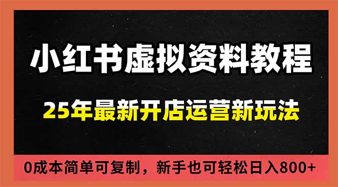小红书虚拟资料项目：最新搜索流变现玩法，0成本简单可复制，一人多店打法，新手日入800+-资源站