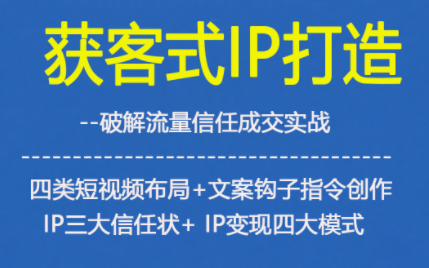 获客型IP打造，破解流量信任成，四类短视频布局+文案钩子指令创作IP三大信任状+IP变现四大模式-资源站