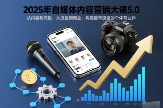 2025年自媒体内容营销大课5.0，从内容到流量，从流量到商业，构建自带流量的个体商业体-资源站