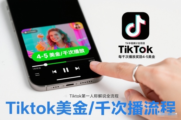 TK中视频计划项目,Tiktok第一人称解说流程,每干次播放奖励4-5美金-资源站