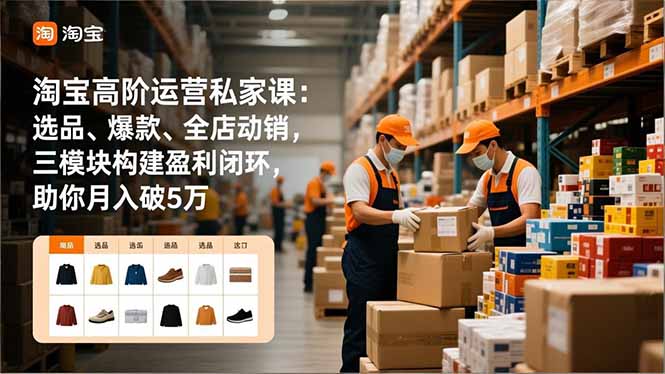 淘宝高阶运营私家课:选品、爆款、全店动销,三模块构建盈利闭环,助你月入破5万-资源站