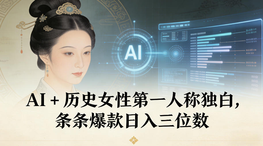 AI+历史女性第一人称独白,条条爆款日入三位数-资源站