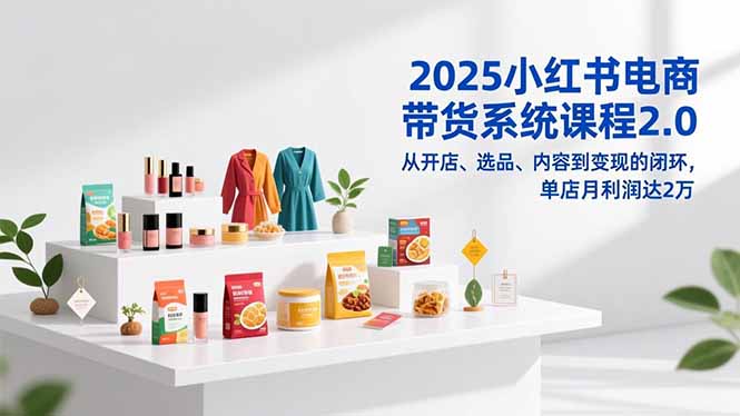 2025小红书电商带货系统课程2.0,从开店、选品、内容到变现的闭环,单店月利润达2万-资源站