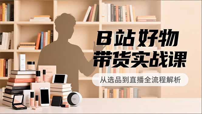 B站好物带货实战课，账号定位、选品拍摄、运营变现，全流程教学，实现UP主月入过万-资源站