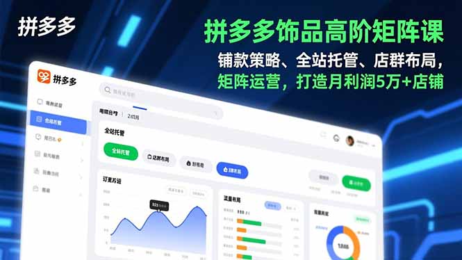 拼多多饰品高阶矩阵课，铺款策略、全站托管、店群布局，矩阵运营，打造月利润5万+店铺-资源站