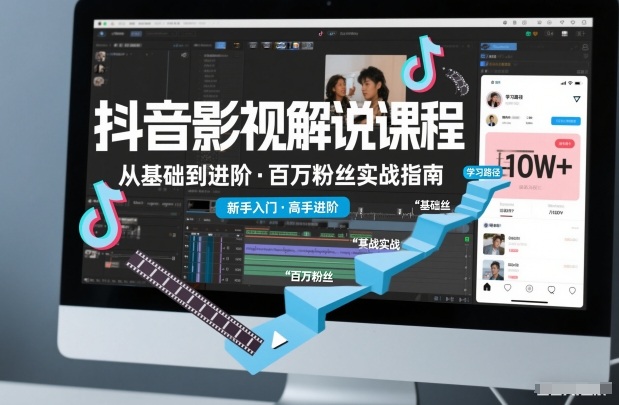 抖音百万粉丝影视解说课程，基础到进阶课，适合新手和进阶学习-资源站