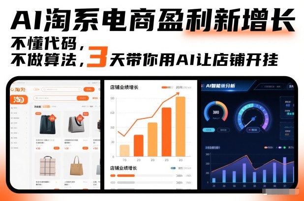 AI淘系电商盈利新增长，不懂代码，不做算法，3天带你用AI让店铺开挂-资源站