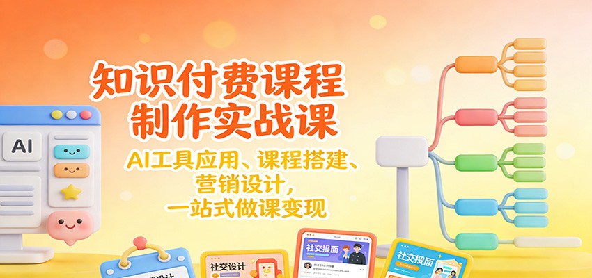 知识付费课程制作实战课：AI工具应用 、课程搭建、营销设计，一站式做课变现-资源站