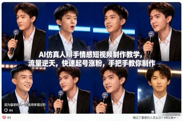 AI仿真人辩手情感短视频制作教学，流量逆天，快速起号涨粉，手把手教你制作-资源站