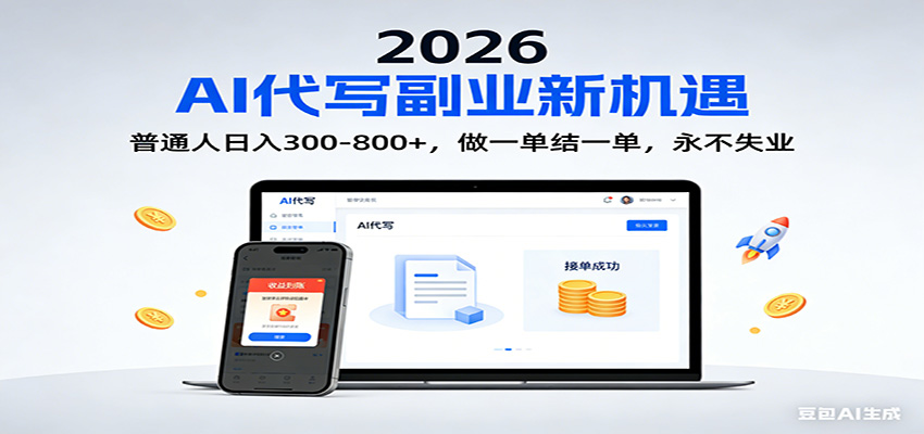 2026 副业首选！AI 代写日入 300-800，普通人0门槛，做一单结一单！-资源站