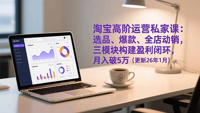 淘宝高阶运营私家课：选品、爆款、全店动销，三模块构建盈利闭环，月入破5万(更新26年1月-资源站
