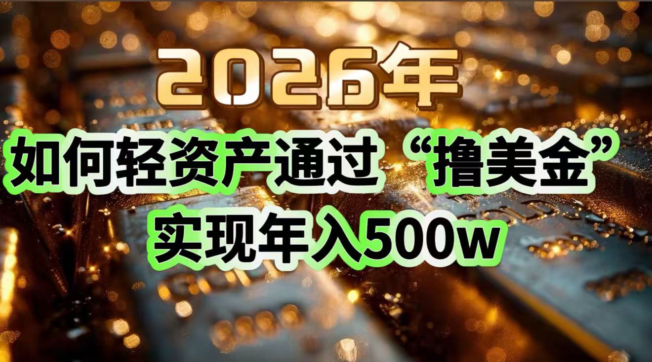 2026年如何轻资产通过“撸美金”实现年入500w-资源站