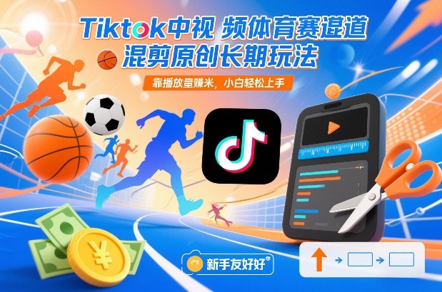 Tiktok中视频体育赛道混剪原创长期玩法，靠播放量賺米，小白轻松上手-资源站