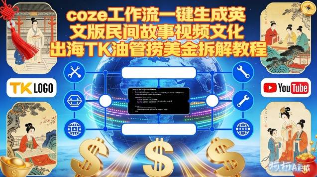 Coze扣子工作流一键生成英文版民间故事视频，文化出海TK油管捞美金拆解教程-资源站