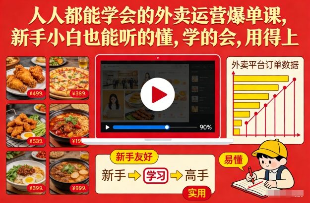 人人都能学会的外卖运营爆单课，新手小白也能听的懂，学的会，用得上-资源站