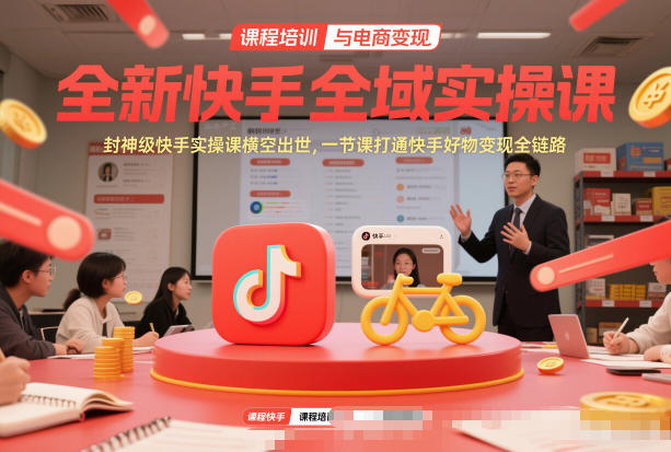 全新快手全域实操课，封神级快手实操课横空出世，一节课打通快手好物变现全链路-资源站