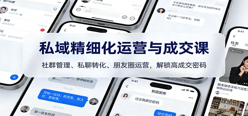 私域精细化运营与成交课：社群管理、私聊转化、朋友圈运营，解锁高成交密码-资源站