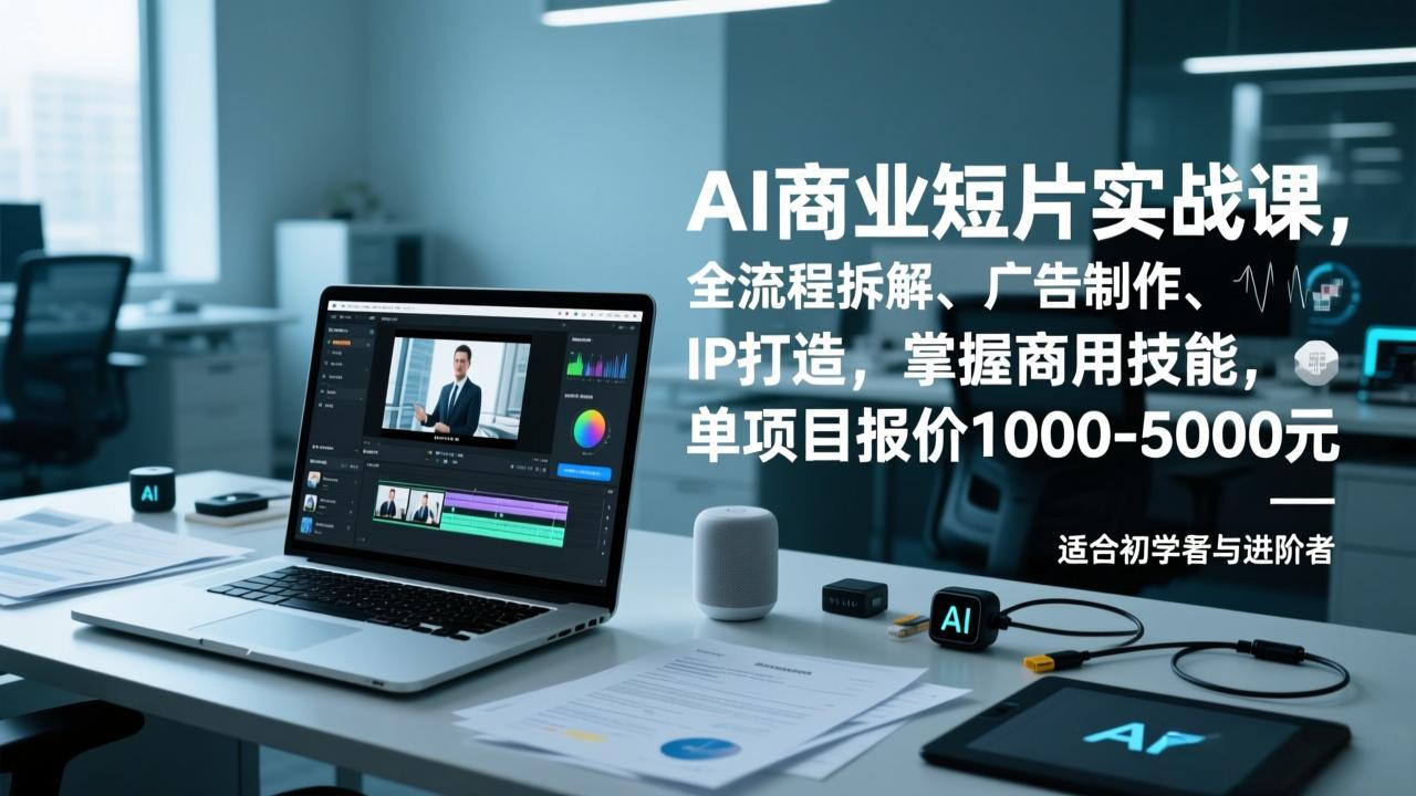 AI商业短片实战课，全流程拆解、广告制作、IP打造，掌握商用技能，单项目报价1000-5000元-资源站