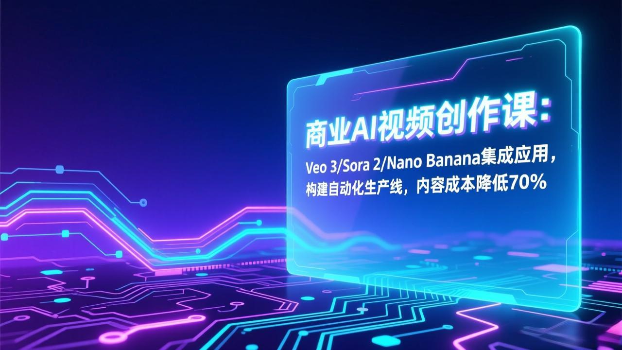 商业AI视频创作课：Veo 3/Sora 2/Nano Banana集成应用，构建自动化生产线，内容成本降低70%-资源站