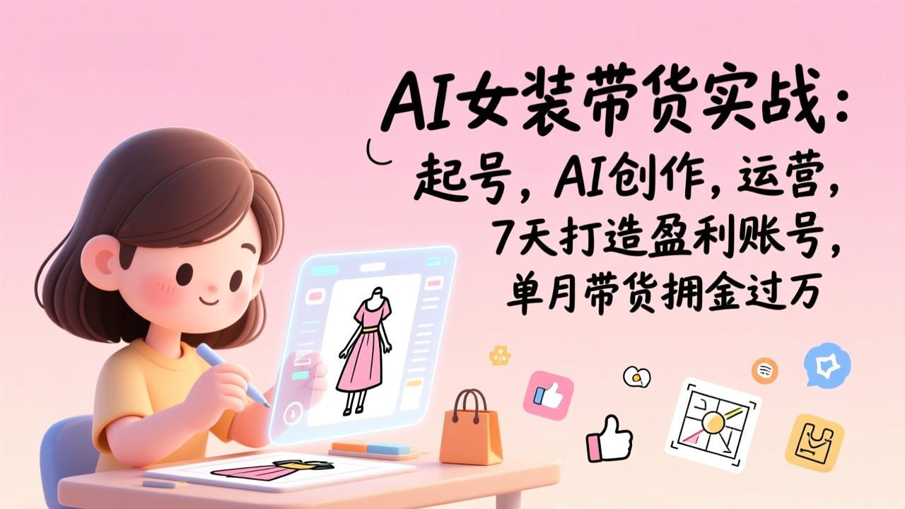 AI女装带货实战：起号，AI创作，运营，7天打造盈利账号，单月带货佣金过万-资源站