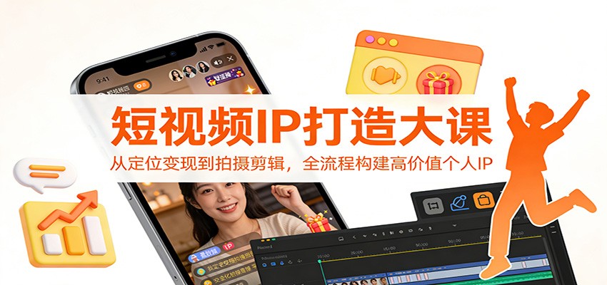 短视频IP打造大课：从定位变现到拍摄剪辑，全流程构建高价值个人IP-资源站