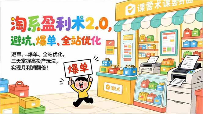 淘系盈利术2.0,避坑、爆单、全站优化,三天掌握高投产玩法,实现月利润翻倍!-资源站